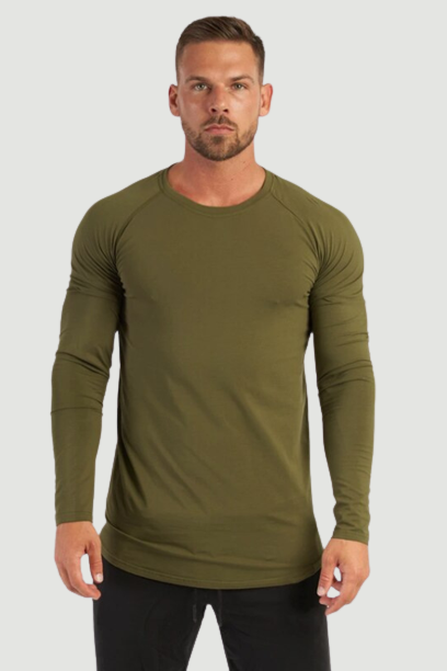 T-Shirt Men Spring Cotton T Shirt Men Solid Sports Tshirt O-neck Long Sleeve