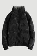 Embossed lettering trend hoodless stand collar down jacket men lightweight warm fitting short youth casual top