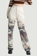Trousers For Women High Waist Loose Patchwork Zipper Button Temperament Wide Leg Pants Female