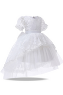 Elegant Girls White Lace Trailing Floral Dress Party Clothes Flower For Wedding Evening