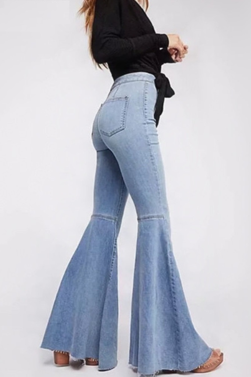 Spring and winter high waist flare bottoms denim slim jeans female full length pants female