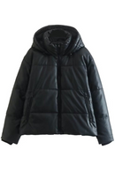 Winter women clothes leather cotton padded coat hoodies pocket coat female top