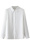 White Shirt For Women Solid Tops Brief Long Sleeve Double Layer Chiffon Loose Blouses Autumn