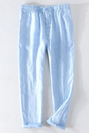 Men Dress Pants Summer New Casual Black Pants Men 100% Pure Linen Loose Solid Trousers Male
