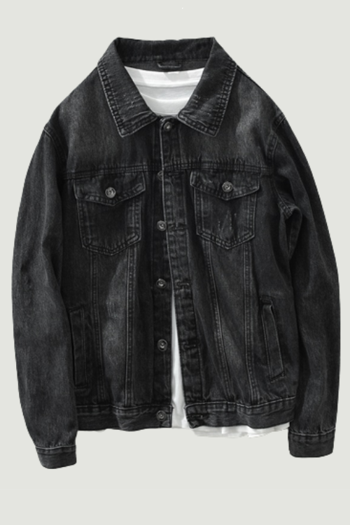 Spring New Vintage Letter Denim Shirts Jackets for Men Cotton Casual Long Sleeve Coats Quality Clothes