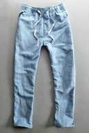 Men Summer Solid Cotton Linen Thin Straight Pants Male Casual Loose Simple Blue Khaki Trousers
