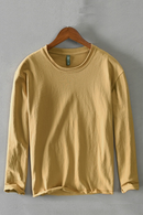 Men Spring Fall Solid Style Simple Minimalist Cotton Long Sleeve T-shirt Male Business Casual Classical Top