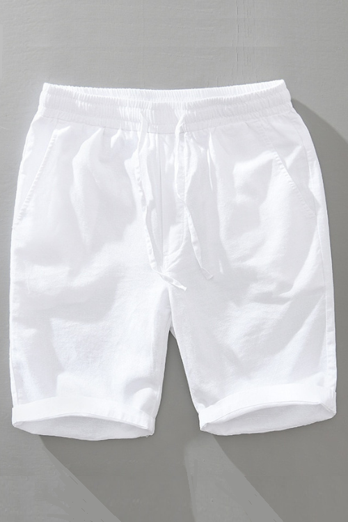 Summer Men Cotton Linen Shorts Solid Flexible Waist Simple Casual Loose Half Length Thin Popular Short Pants