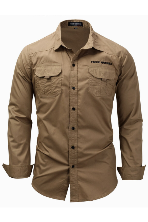 Army Style Khaki Shirts Men Jungle Camping Outdoor Fishing Casual High Quality Pure Cotton Lapel Long Sleeve Male Jackets