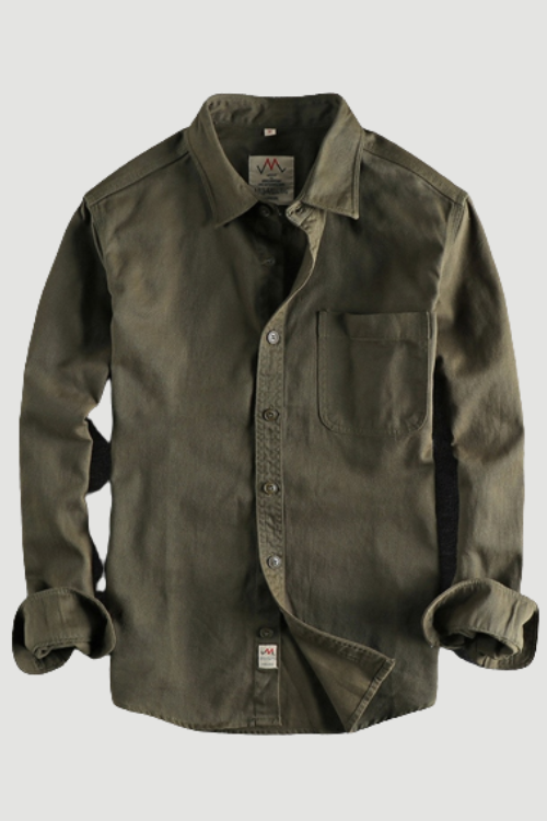 Twill Cotton Cargo Shirt For Men America Style Simple Casual Loose Overalls Blouse Pocket Long Sleeve Vintage Versatile Male Top
