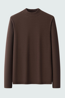 Winter Men Solid Simple Basic T-shirt Minimalist Casual Slim Fit Warm Bottoming Pullovers Tops