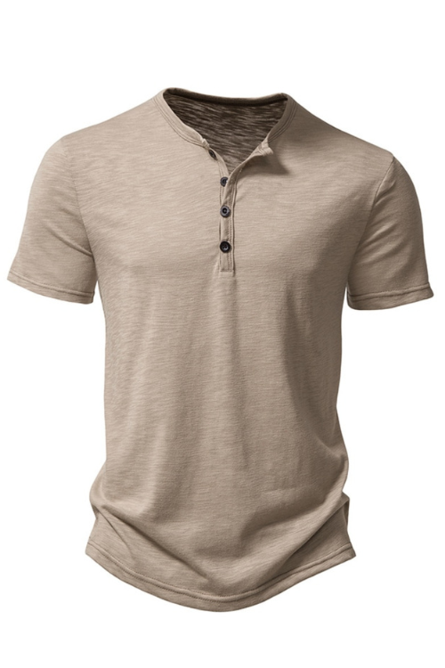 Henley Collar Summer Men Casual Solid Short Sleeve T Shirt for Men Polo men High T Shirts