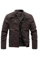 Winter Motorcycle Leather Jacket Men Vintage Fleece Warm Multi-pocket Leather Coat Male Zipper Autumn Outwear Jackets
