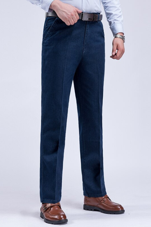 Spring Summer Arrival High Waist Jeans For Men Straight Autumn Casual High Quality Cotton Regular Fit Denim Pants Baggy Trousers