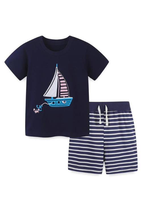 Summer Boys Clothing Sets Spanish Baby Items Short Sleeve Toddler Costumer Children Clothes Tops +pants Black Kid Suit