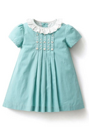 Baby Girls Hand Made Embroidery Dress Children Short Sleeve Frock Ruffle Collar Toddler Summer Cotton Embroidered Flower Dresses