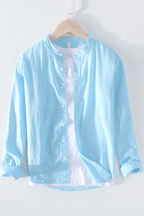 Casual Shirts Men Basic Classic White Hawaiian Shirt Male Long Sleeve