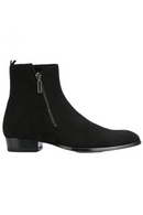 Exclusive Personalized Men Denim Chelsea Boots Zip Pointed Toe Genuine Leather