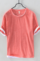 Summer New Cotton Red Solid T Shirt Men Causal O-neck Basic T-shirt Male High Quality Classical Thin Tops