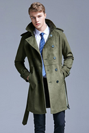 Trench Men Double Breasted Slim Coat Men Solid Color Long Windbreaker Jacket
