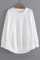 Sweatshirt Women Clothing LOOSE Solid Hoodies Casual Raglan Sleeves Asymmetrical Length Tops Autumn