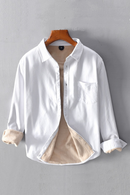 Men's Casual Shirts Autumn New Plus Velvet Long-Sleeved Shirt Retro Turn-down Collar Thickening Warm Male Tops Clothing