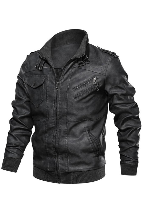 Mens Leather Jacket Male Motorcycle Leather Jackets Faux Biker Coats