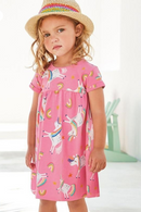 Summer Baby Girls Clothes Dress Toddler Cotton Animal Casual Pink Dresses for Kids 2-7 Years