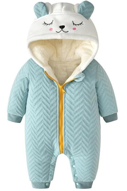 Vêtements pour nouveau-né automne/hiver, solide, chat mignon, à capuche, épaisse, barboteuse pour bébé, combinaison de neige pour bébé de 0 à 24 mois