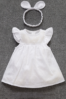 Baby summer dress+headband infant girls princess dress bodysuit baby christening baptism gown girls party daily holiday dress