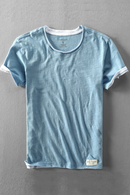 Two T-shirts for Men Retro Summer Cotton Solid Color Short Sleeve Tops Male Casual Simple Thin White Tee Clothing