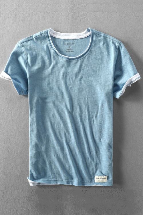 Two T-shirts for Men Retro Summer Cotton Solid Color Short Sleeve Tops Male Casual Simple Thin White Tee Clothing