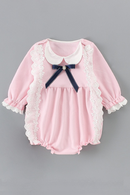 Newborn England Style Baby Girls Bodysuits Peter Pan Collar Kids Baptism Bodysuit Infant Baby Christening Clothes 0-18M