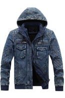 Veste en jean pour hommes à la mode homme Denim Jean sweats à capuche décontracté homme polaire chaud coupe-vent Cowboy manteaux vêtements pour hommes
