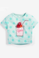 Children Summer New Baby Girls Clothes Soda Cup Print  Tee Tops Brand Casual Cotton Letter Dot T Shirt  for Kids 2-7 Years