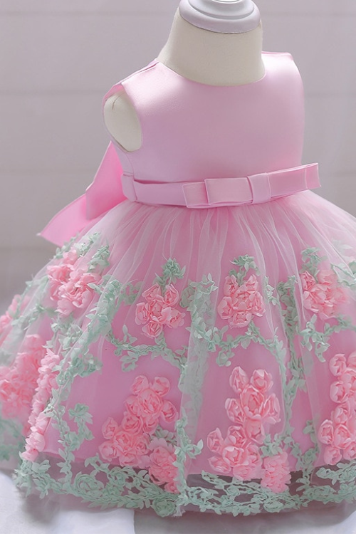 Fleur enfant en bas âge bébé fille infantile robe de princesse bébé fille robe de mariée dentelle enfants fête bébé pour 1 an anniversaire
