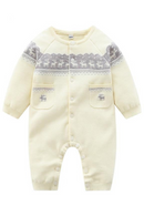 Baby Clothes Newborn Beige Knitted Elk Overalls Knitting Hat For Kids Baby Toddler Outfit Boys Girls Romper
