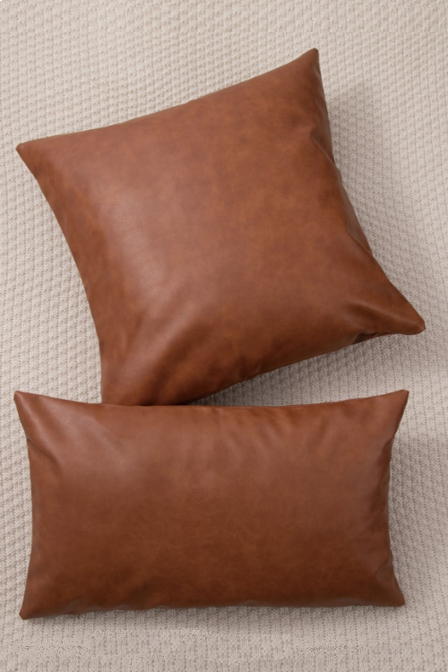 Solid Brown Cushion Cover 45x45cm Faux Leather Modern Solid Outdoor Plain Pillow Cover For Couch Sofa Chair Bed Home decoration