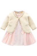 Princess Baby Girl Dresses Autumn Baby Dress Ball Gown Tulle Wedding Party Dress  + Plush Coat cardigan