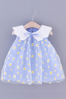 Baby Girls Dress Summer Sailor Collar Sleeveless Embroidery Cute Dress Daisy Tulle Princess Dress