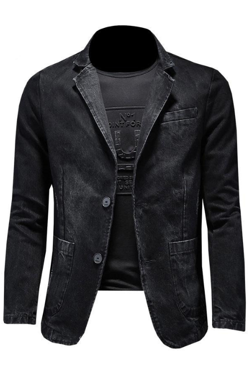 Denim Blazer Men Blazer Jeans Slim Fit Cowboy Coats Leisure Mens Suit Jean Jacket Men Casual Coat Single Button New