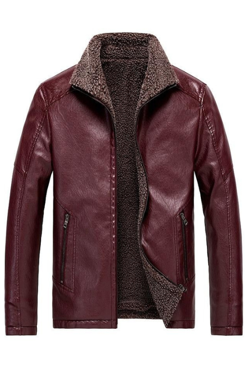 Winter Faux Leather Jackets Men Fleece Thick Warm Motorcycle Coats Male Leather Slim