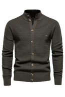 Knitted Mens Cardigan Cotton High Quality Button Mock Neck Sweater for Men New Winter Designer Cardigans Men