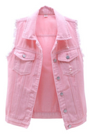Womens Sleeveless Denim Jackets Autumn Jeans Coats Woman Slim Cotton Solid Denim Vest Sleeveless Waistcoat Ladies