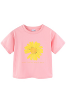 Girls Clothes Daisy Flower Striped Drop Shoulder T-shirts for Girls Clothing Short Sleeve Tops Kids T-Shirt Summer