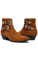 Metal Punk dual strap wedge luxury men genuine leather Boots 5cm heel customized handmade slim fit Chelsea Boots