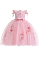 Girls dress lace beaded formal evening dress wedding princess flower clothing girl children costume party baby girl clothes