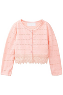Little Girls Long Sleeve Bolero Shrug Lace Short Cardigan for Baby Girl Knitted Coat Thin Lace Solid Plain