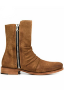 High End Handmade Customized High Top LUXURY Demin Boots men genuine Leather Personalized Suede Folds Chelsea Boots