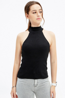 Womens Cotton Solid Girl Tops for Summer  Turtleneck Neck Vest Women Sleeveless T-shirts Basic Clothings for Women